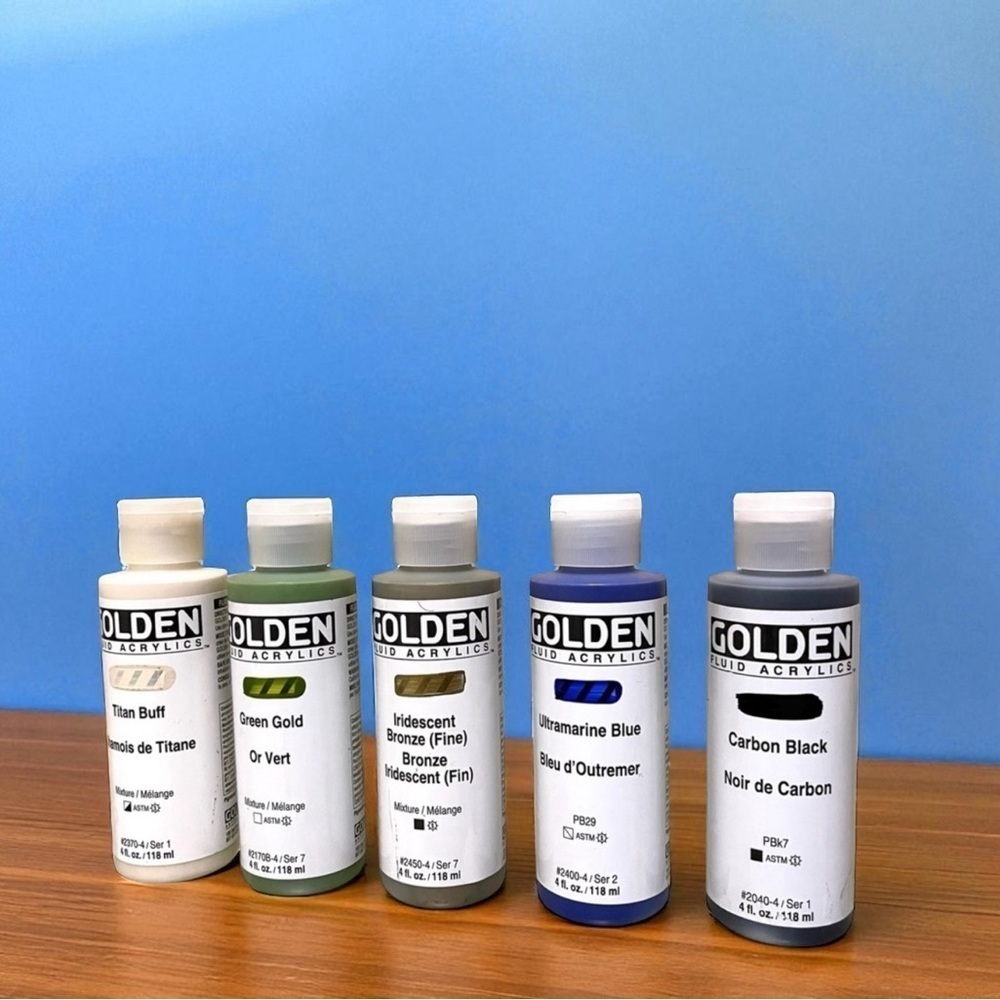 Lot of 5 GOLDEN Fluid Acrylics Paint Bundle -4 oz each Painting Supplies Art - Picture 2 of 5